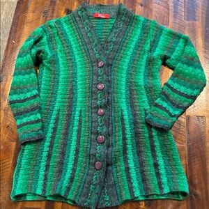 Y2K Palak Green Striped Women's cardigan Sweater S